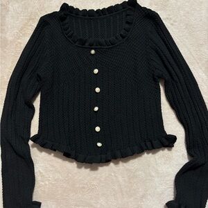 SHEIN Elenzga New Square Collar Ruffle Trim long sleeve